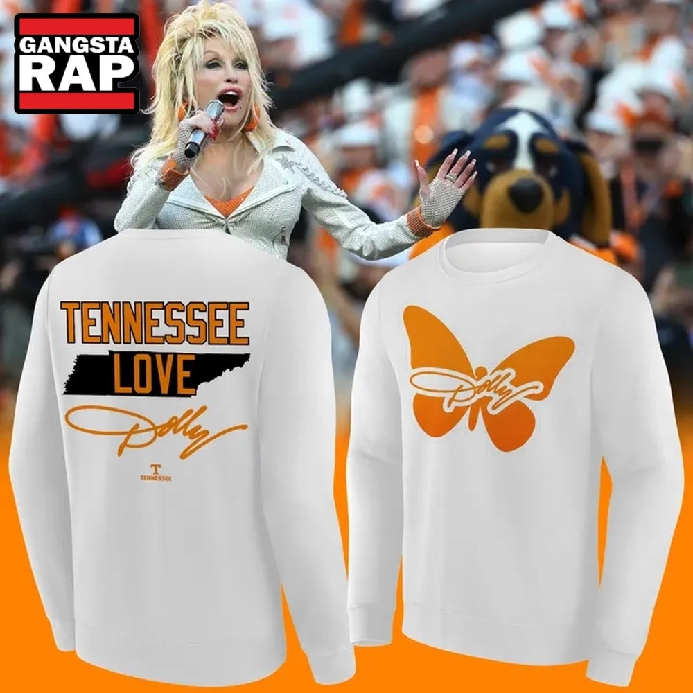 Tennessee Football Dolly Parton Signed White Hoodie T-Shirt