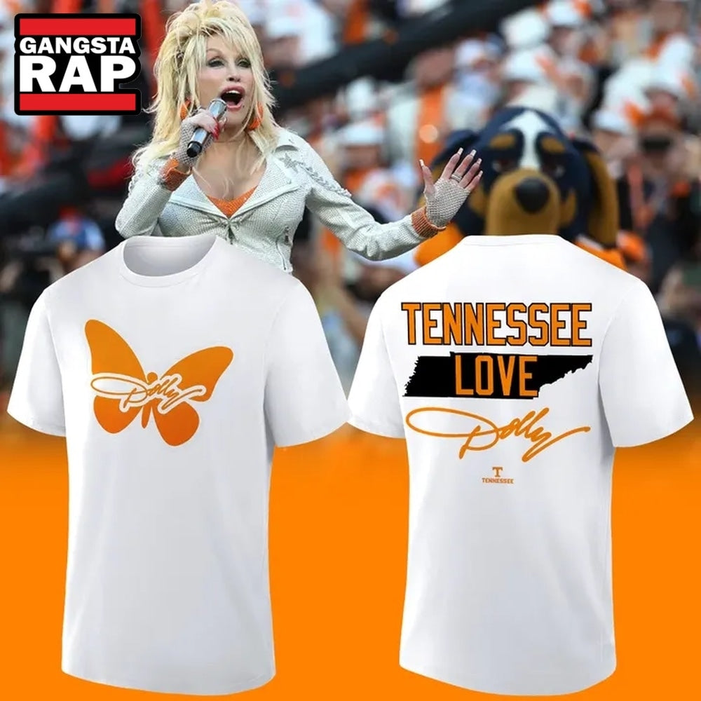 Tennessee Football Dolly Parton Signed White Hoodie T-Shirt