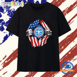 Tennessee Titans American flag ripped chest T Shirt