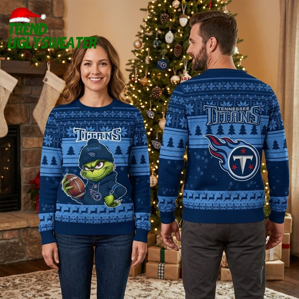 Tennessee Titans Grinch Football Gift For Titans Fans Ugly Christmas Sweater
