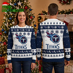 Tennessee Titans Logo Snowflake And Reindeer Ugly Christmas Sweater