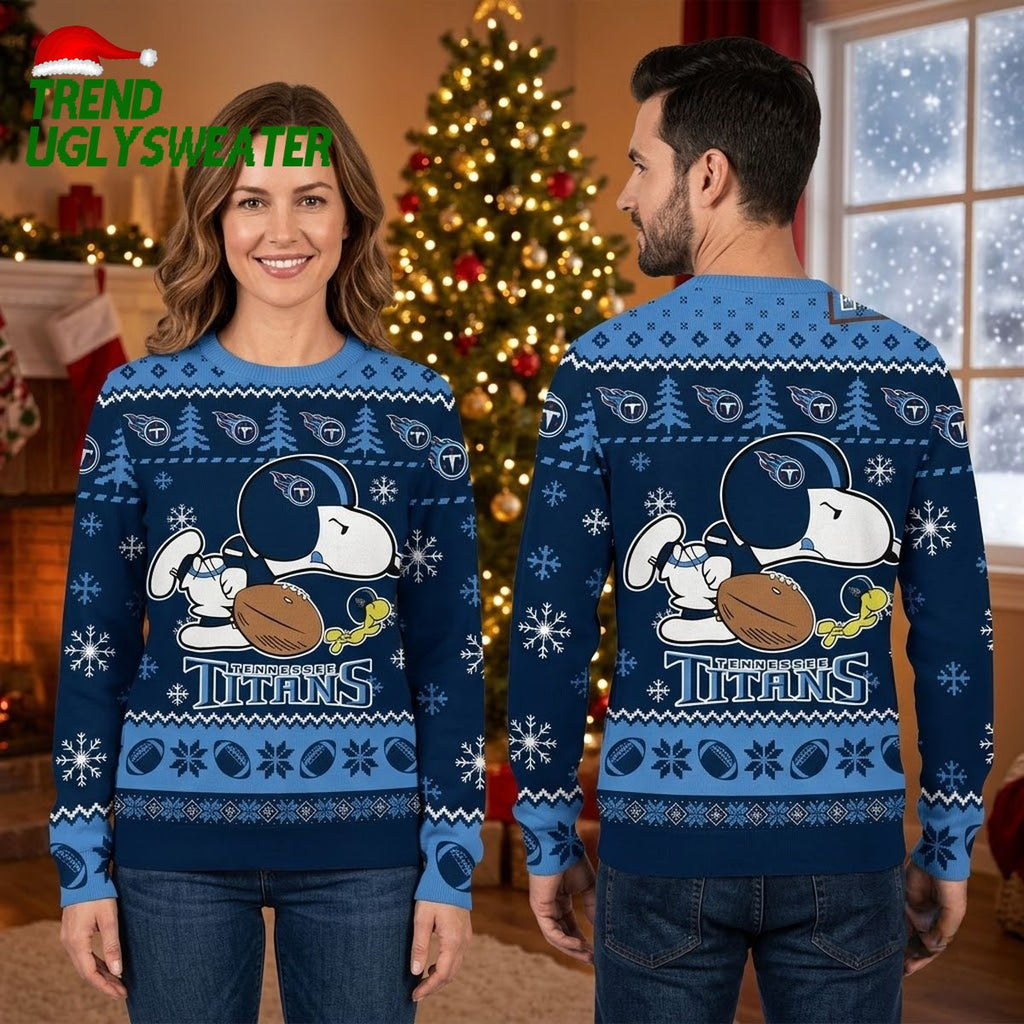 Tennessee Titans Snoopy Football Helmet Ugly Christmas Sweater