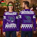 Tennessee Titans Snowy Village And Sleigh Ugly Christmas Sweater