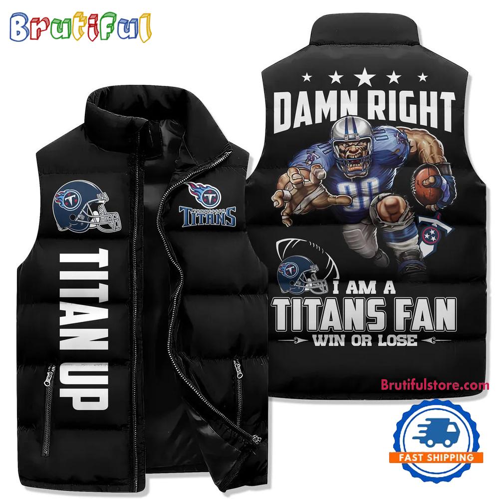 Tennessee Titans Sporty Mascot Design Sleeveless Puffer Jacket