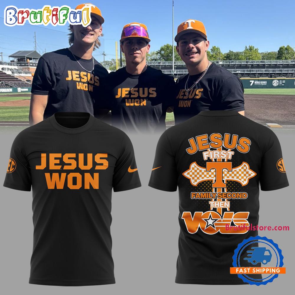 Tennessee Volunteers Baseball JESUS WON Black Hoodie T-Shirt