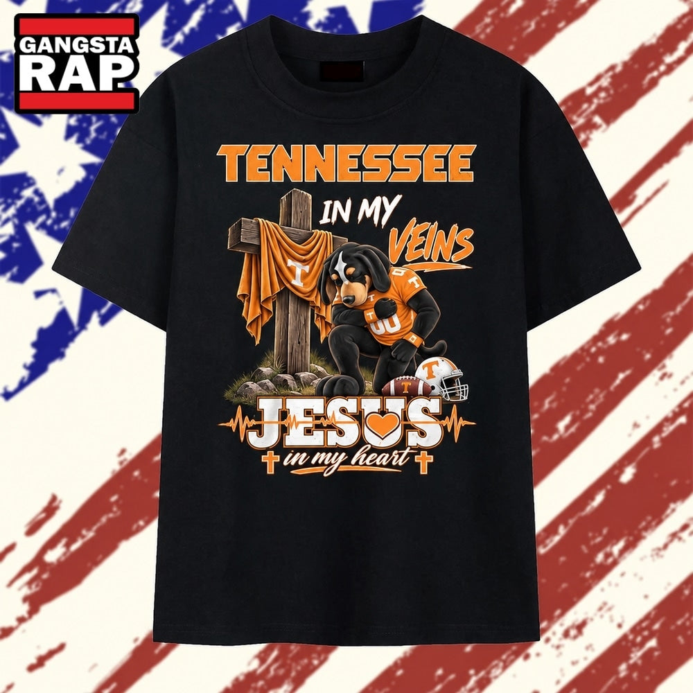 Tennessee Volunteers Dog Mascot Faith & Football Graphic T Shirt