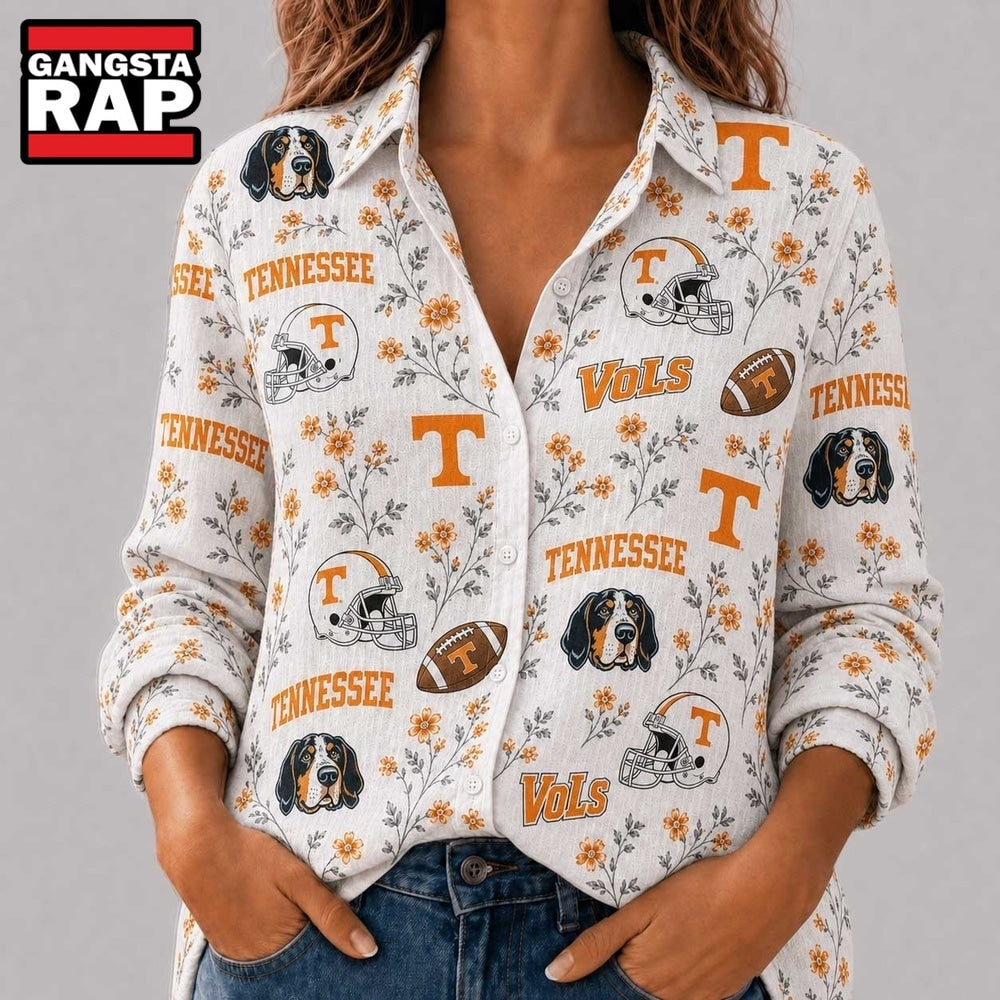 Tennessee Volunteers NCAA College Spirit Blossoms Women Casual Shirt