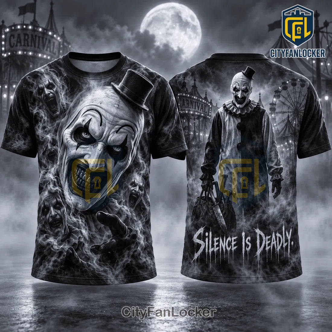 Terrifier Art The Clown Monochrome Horror Shirt