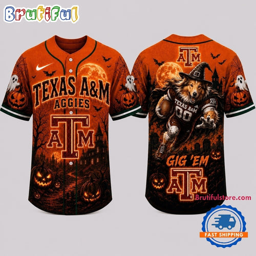 Texas A&M Aggies NCAA Haunted Night Halloween Baseball Jersey Shirt