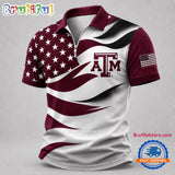 Texas A&M Aggies NCAA Freedom Wave Zipper Polo Shirt