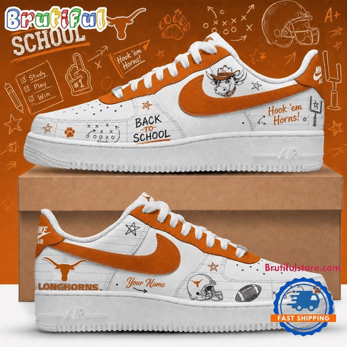 Texas Longhorns 2026 NCAA Football Back To School Air Force 1 Shoes Sneakers