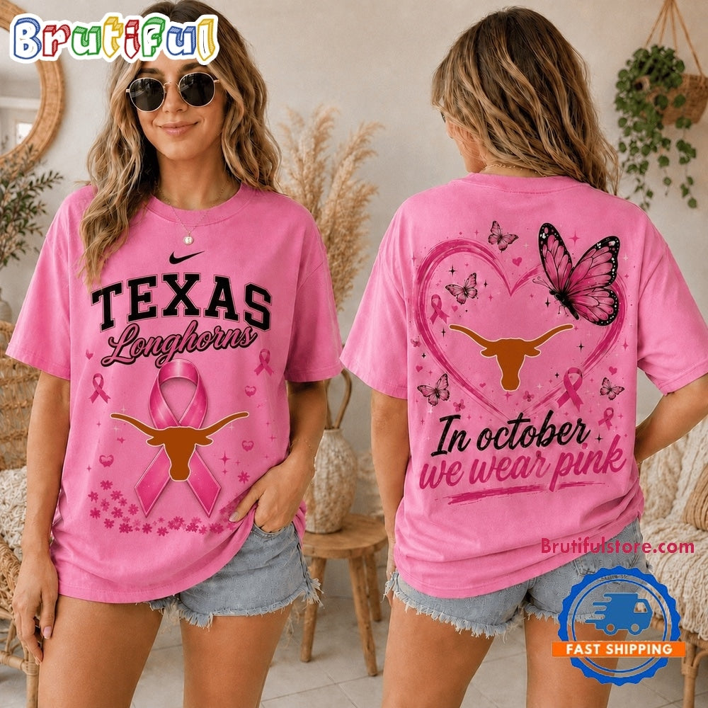 Texas Longhorns 2026 NCAA Pink October Breast Cancer Awareness Fan Pride Unisex T Shirt