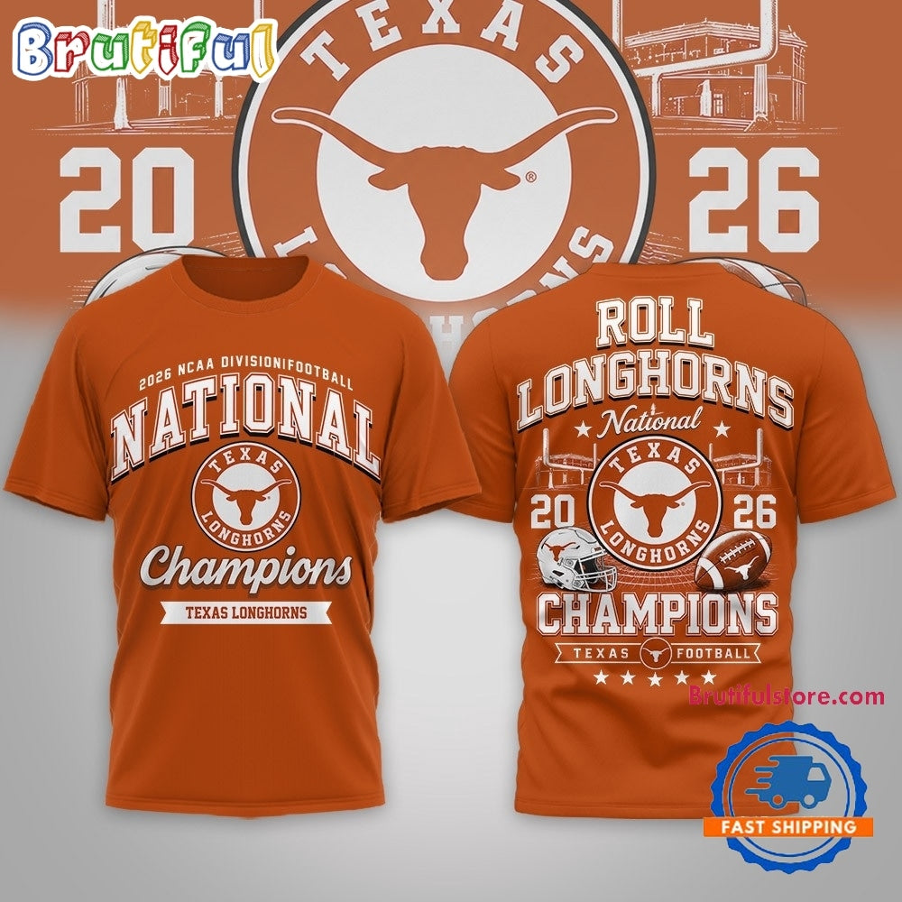 Texas Longhorns NCAA Road to Glory 2026 Football Champions 3D Shirt