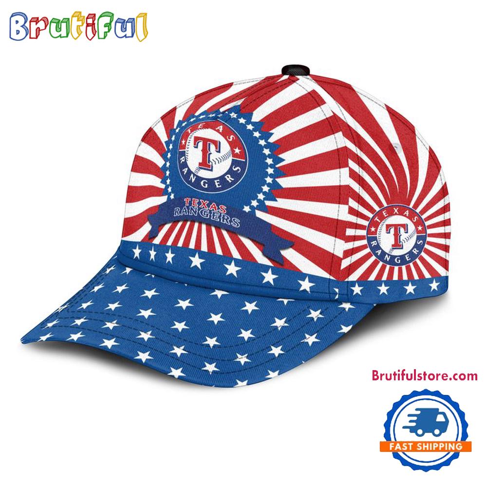 Texas Rangers American Flag Pattern Independence Day Baseball Cap
