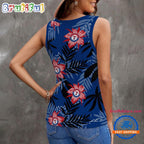 Texas Rangers Hibiscus Pattern Women’s V-Neck Ribbed Tank Top