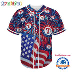 Texas Rangers USA Flag Independence Day Baseball Jersey, Sport Team 4th of July Jersey