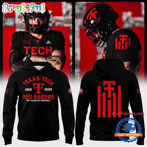 Texas Tech Red Raiders Black 2025 The 100th Anniversary Throwbacks Hoodie T-Shirt