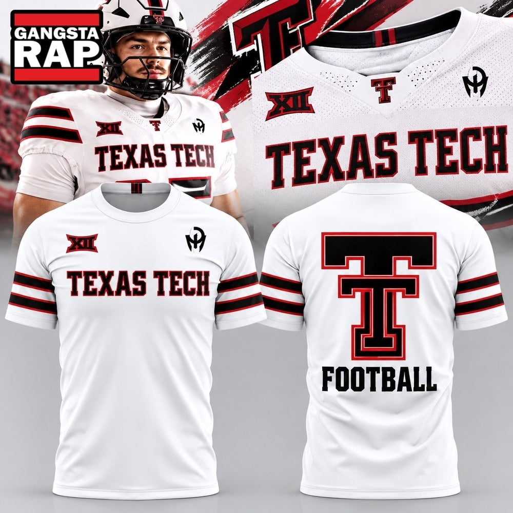 Texas Tech Red Raiders Double T Football White 2026 Special New T Shirt