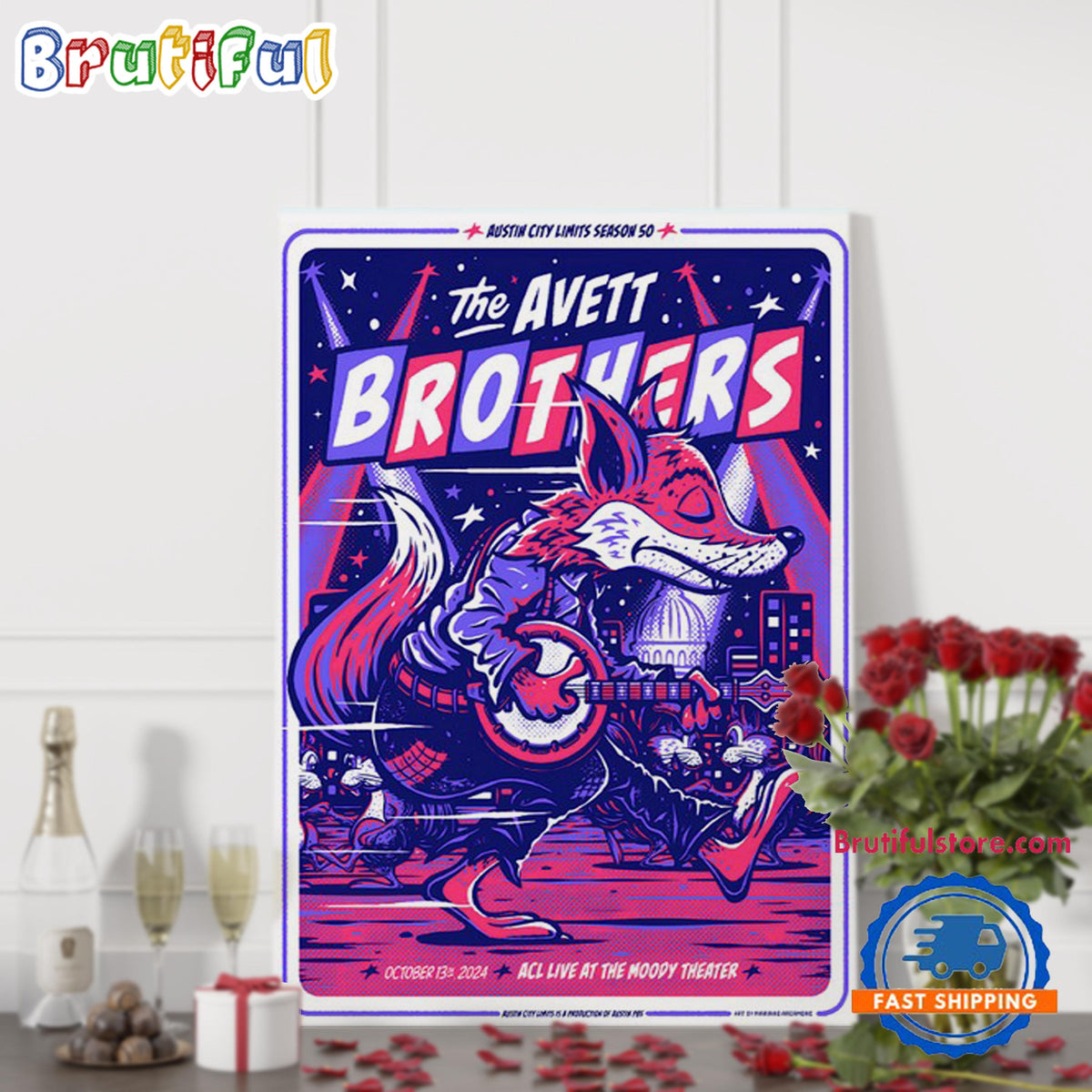 The Avett Brothers The Moody Theater Austin TX Oct 13 2024 Tour Poster Canvas Art