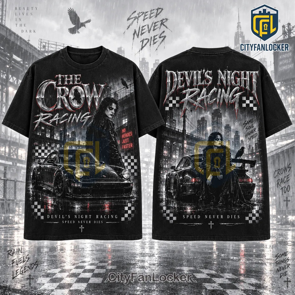 The Crow Devils Night Racing Vintage Black T-Shirt