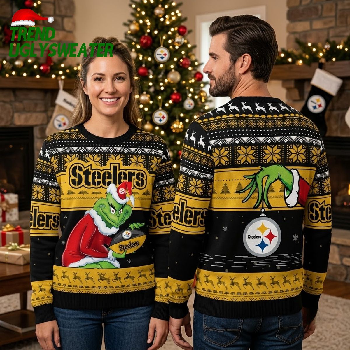 The Grinch Pittsburgh Steelers Ugly Christmas Sweater