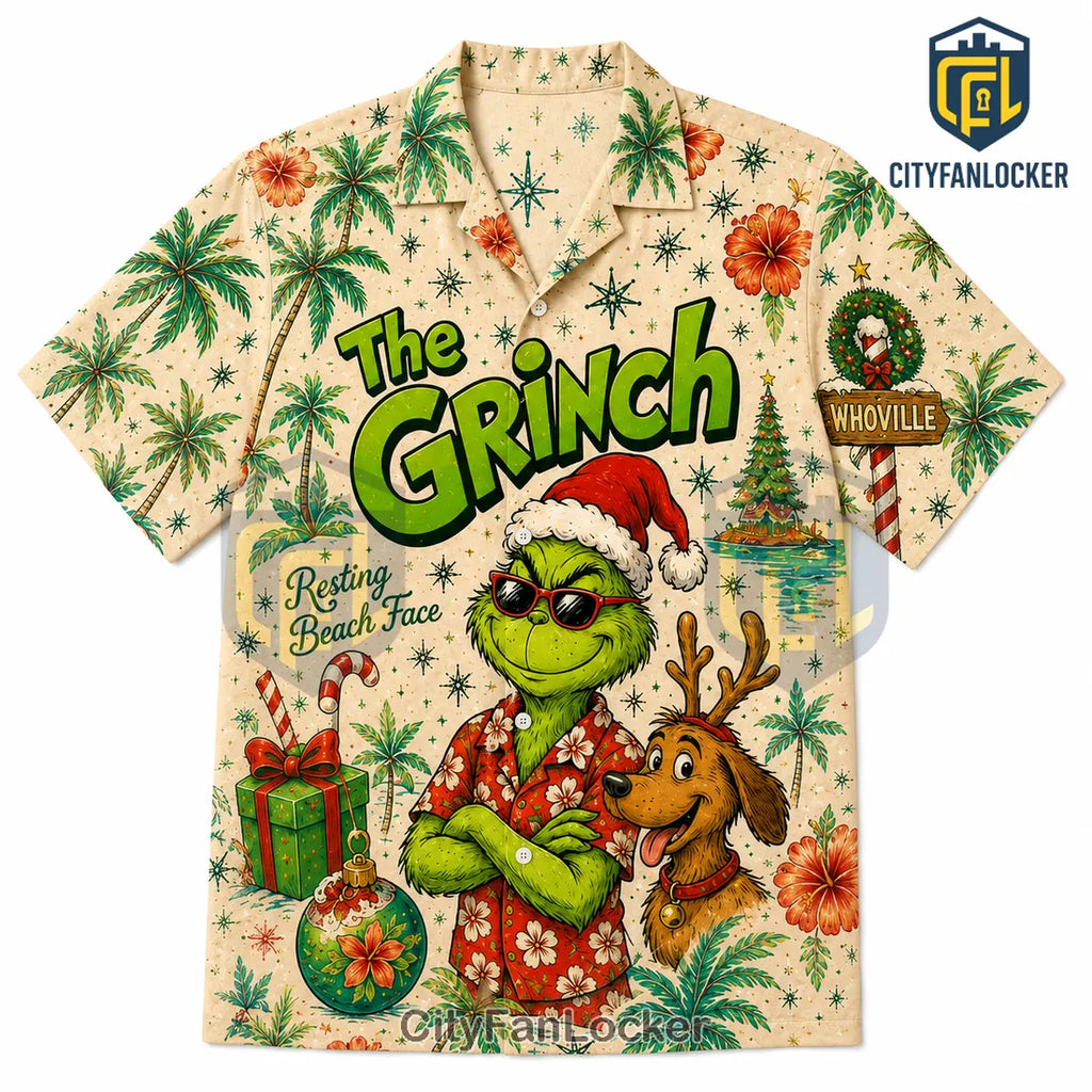 The Grinch Resting Beach Face Hawaiian Shirt 2026