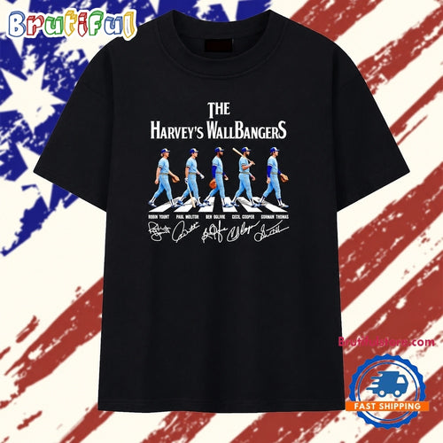 The Harvey’s Wallbangers Milwaukee Brewers legends walking across signature T Shirt