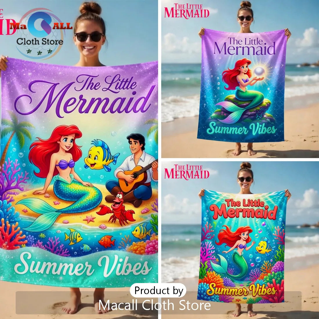 The Little Mermaid Disney Ariel & Friends Summer Vibes Beach Towel