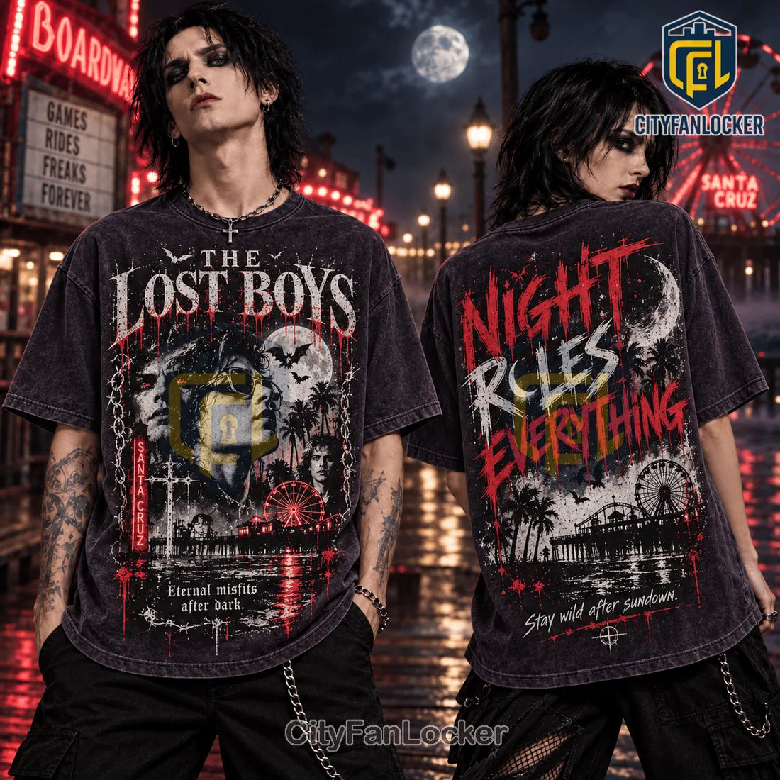 The Lost Boys Night Rules Everything Washed Shirt