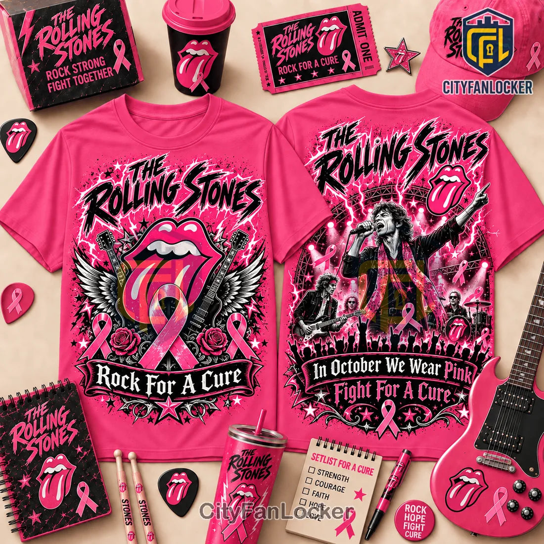 The Rolling Stones Breast Cancer Awareness Shirt