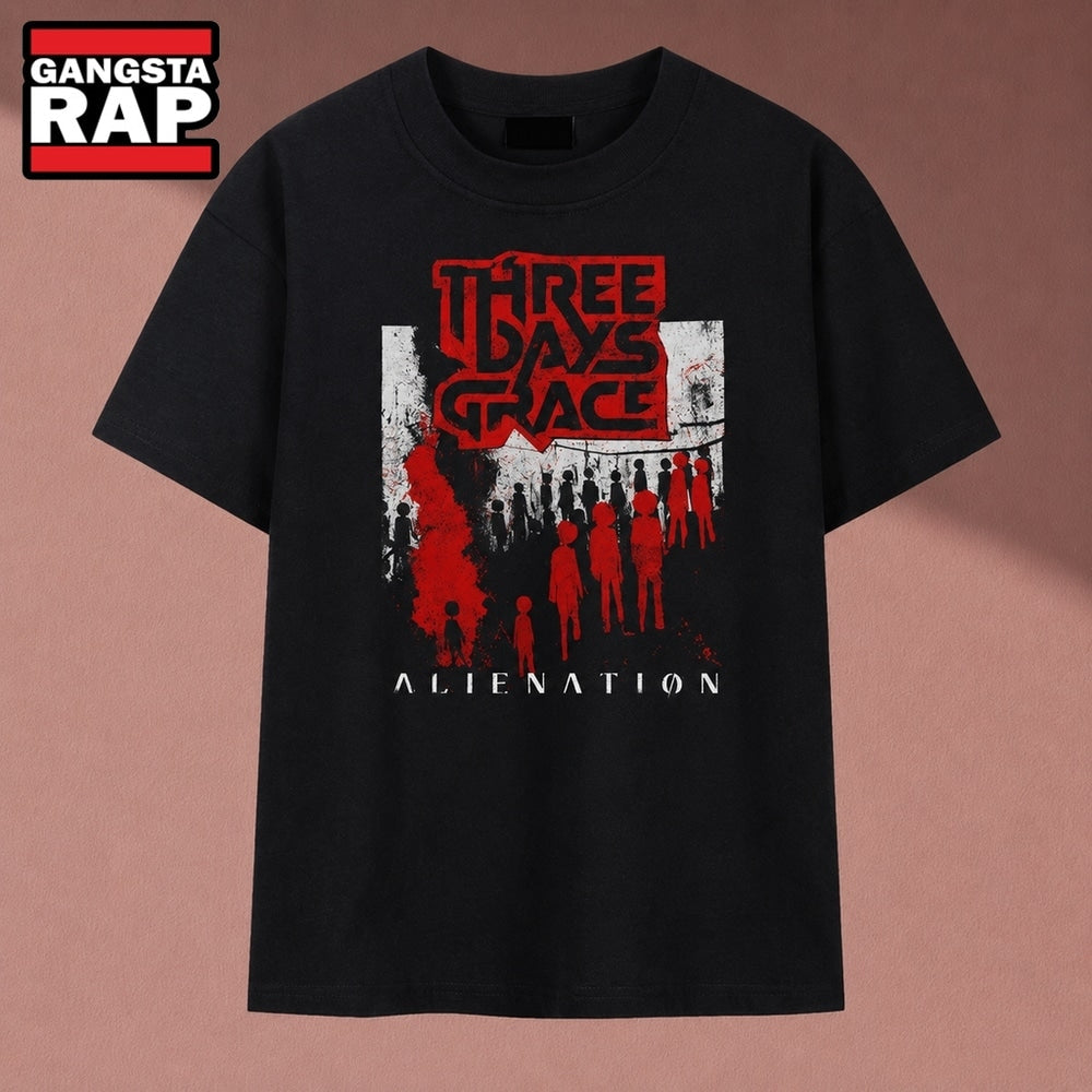 Three Days Grace Alienation Red Silhouette Graphic T Shirt, Music 2D Shirt