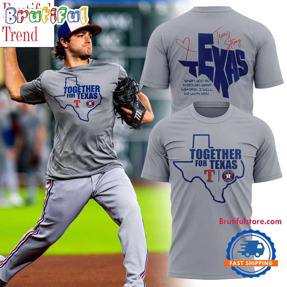 Together For Texas The Astros and Rangers 2025 Grey T Shirt