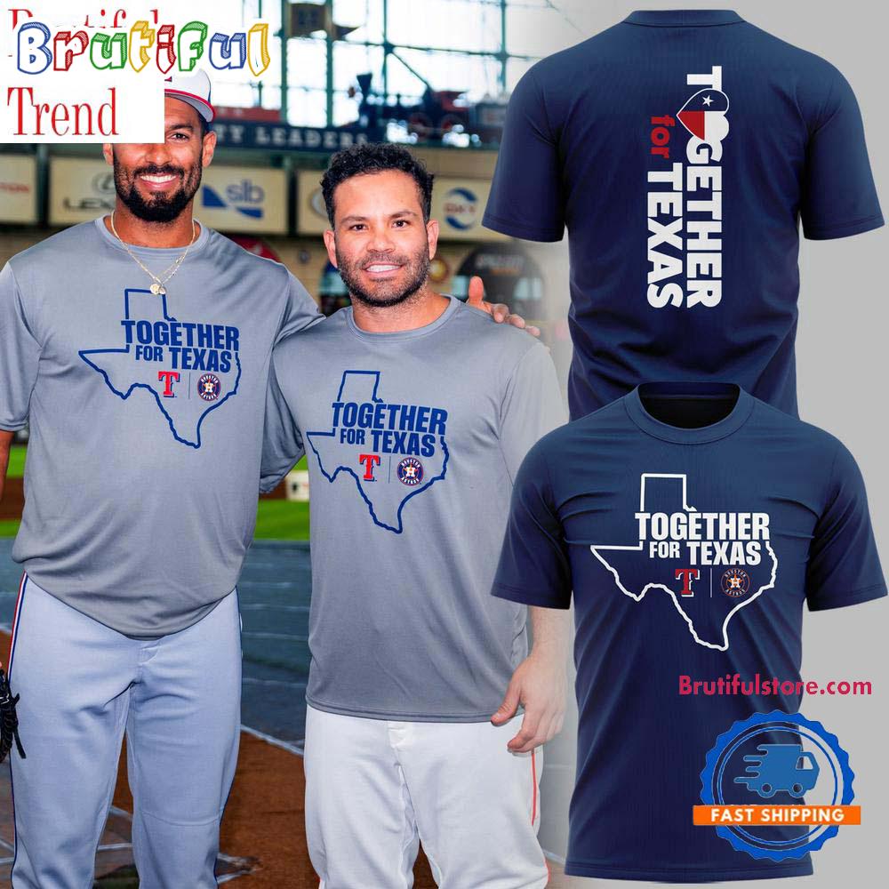 Together For Texas The Astros and Rangers 2025 Navy T Shirt