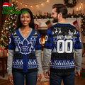 Toronto Maple Leafs Custom Name And Number Hockey Jersey Blue Ugly Christmas Sweater