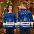 Toronto Maple Leafs Maple Leaf Logo Snowflake Pattern Blue Ugly Christmas Sweater