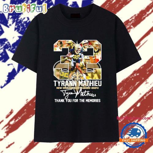 Tyrann Mathieu New Orleans Saints 2022-2024 Thank You For The Memories Signature T Shirt