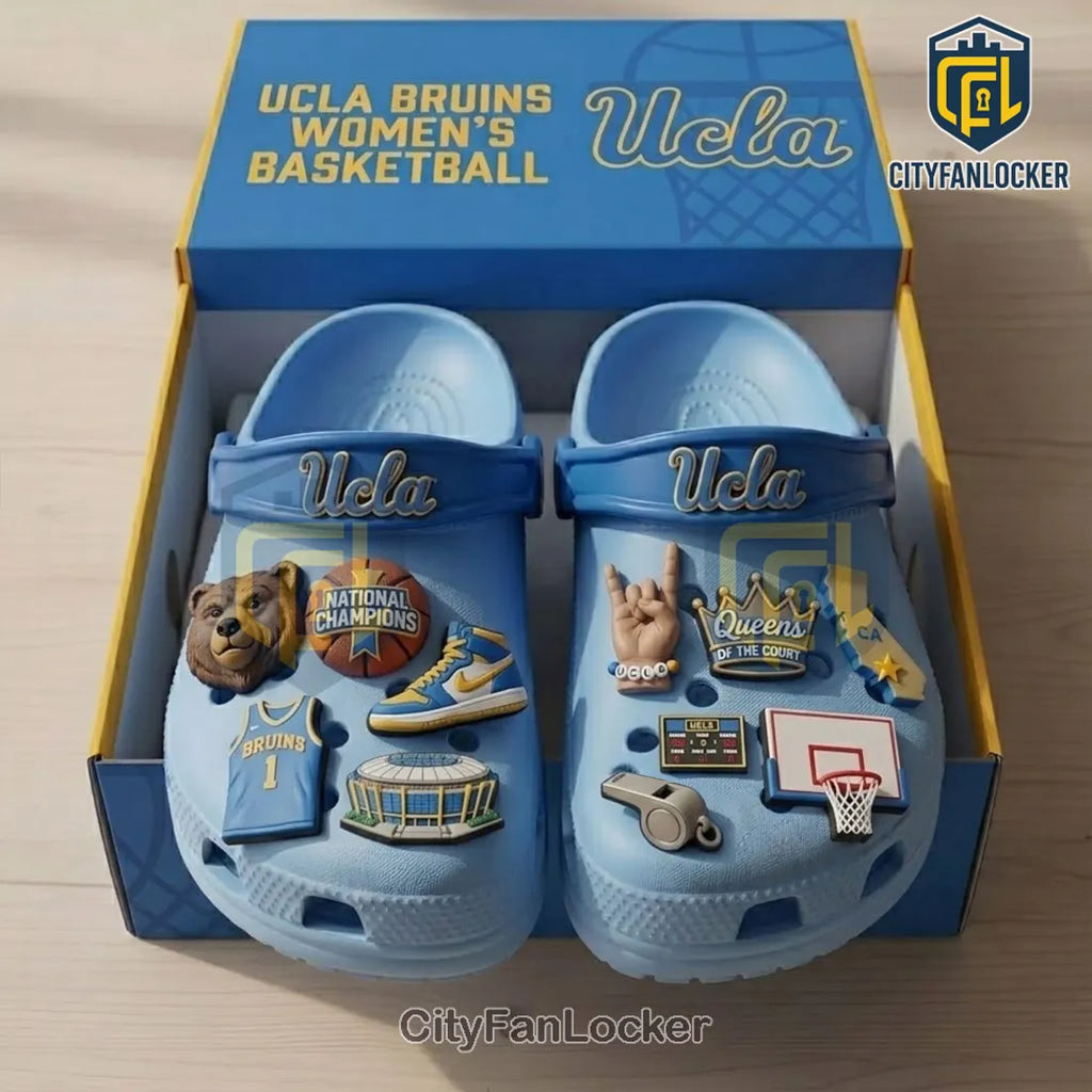 UCLA Bruins Basketball Collectible Jibbitz Light Blue Fan Clogs with Charms