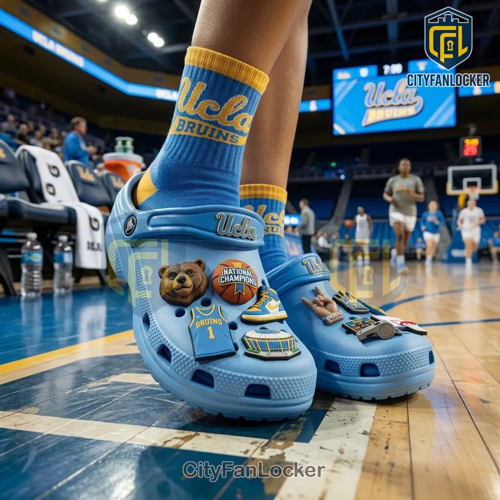 UCLA Bruins Basketball Collectible Jibbitz Light Blue Fan Clogs with Charms