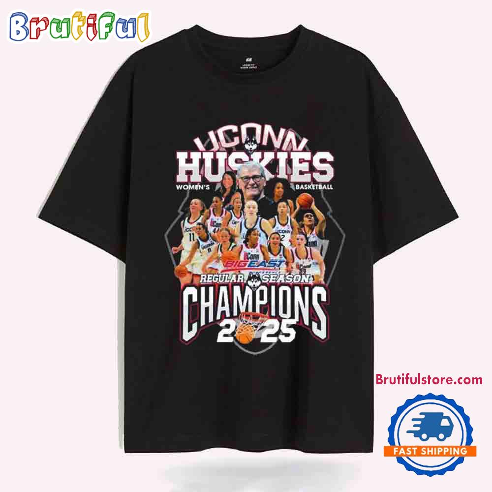 UConn Huskies Women’s Basketball Big East Regular Season Champions 2025 T-Shirt