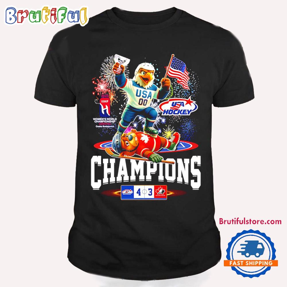 Usa Hockey Champions Beat Canada 4-3 Mascot T Shirt