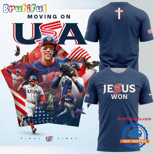 USA Team Baseball Jesus Won John 16 33 Navy T Shirt