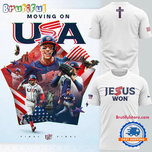 USA Team Baseball Jesus Won John 16 33 White T Shirt
