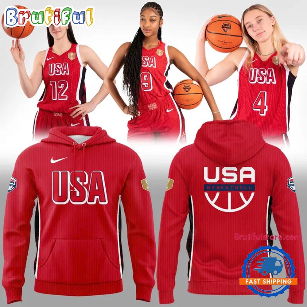 USA Team Women’s US National Unifom Basketball 2026 Red Hoodie T-Shirt