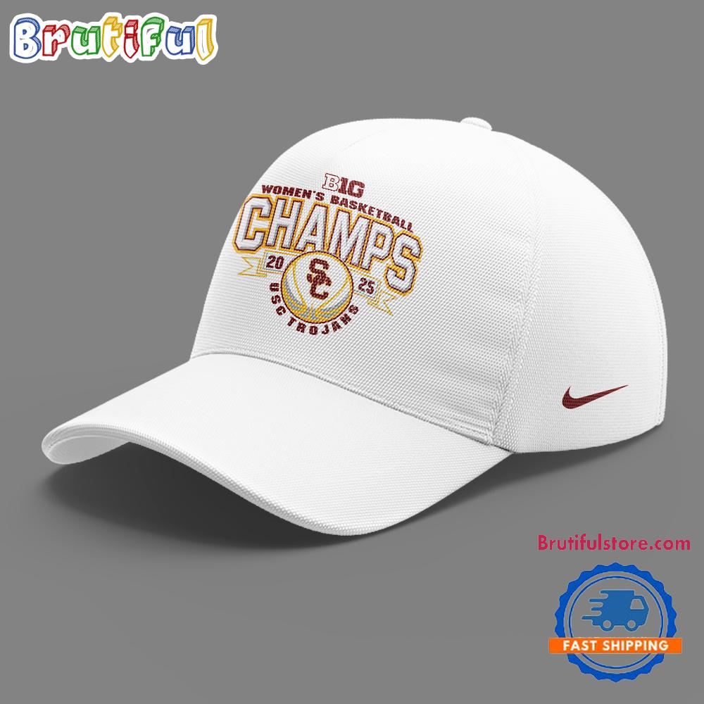 USC Trojans Women’s Basketball 2025 Champions Team Graphics White Cap