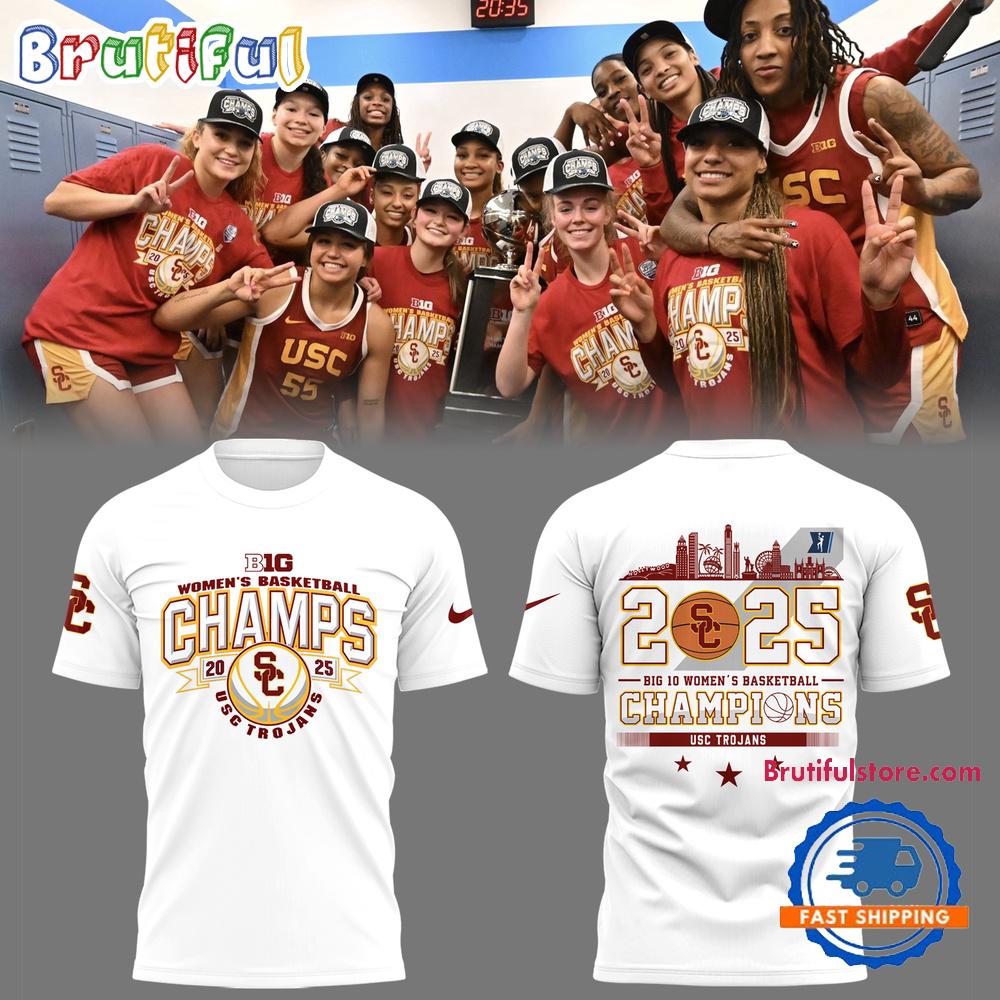 USC Trojans Women’s Basketball 2025 Champions White Hoodie T-Shirt