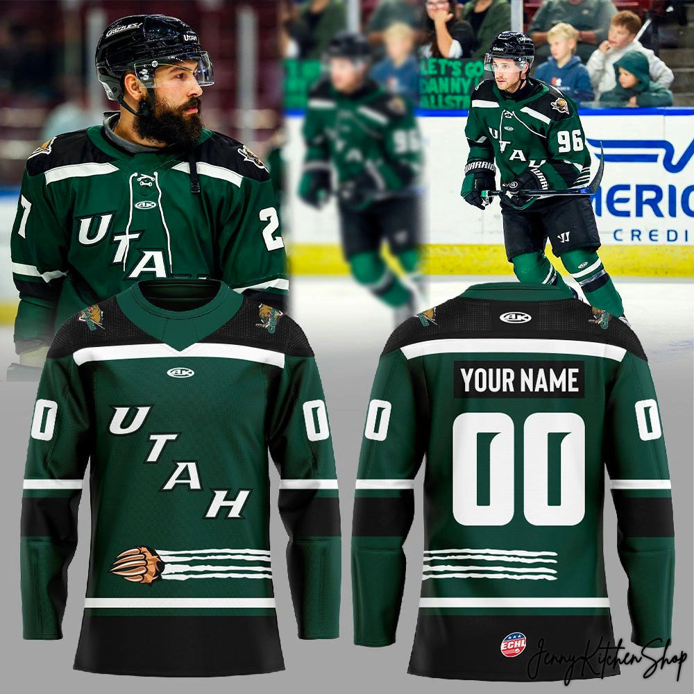 Utah Grizzlies 2026 Green Wordmark Hockey Jersey