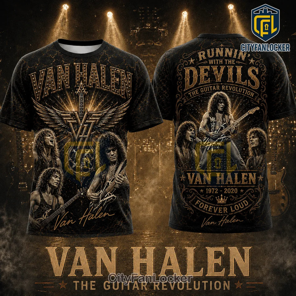 Van Halen 1972-2020 Eddie Van Halen Gold T-Shirt