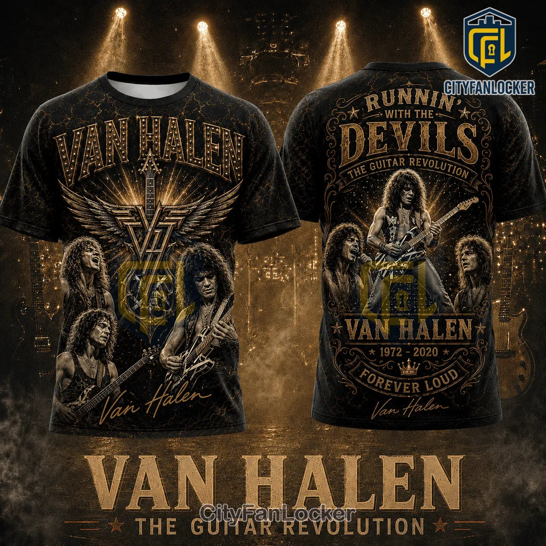 Van Halen 1972-2020 Eddie Van Halen Gold T-Shirt
