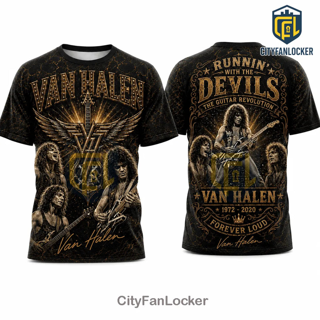Van Halen 1972-2020 Eddie Van Halen Gold T-Shirt
