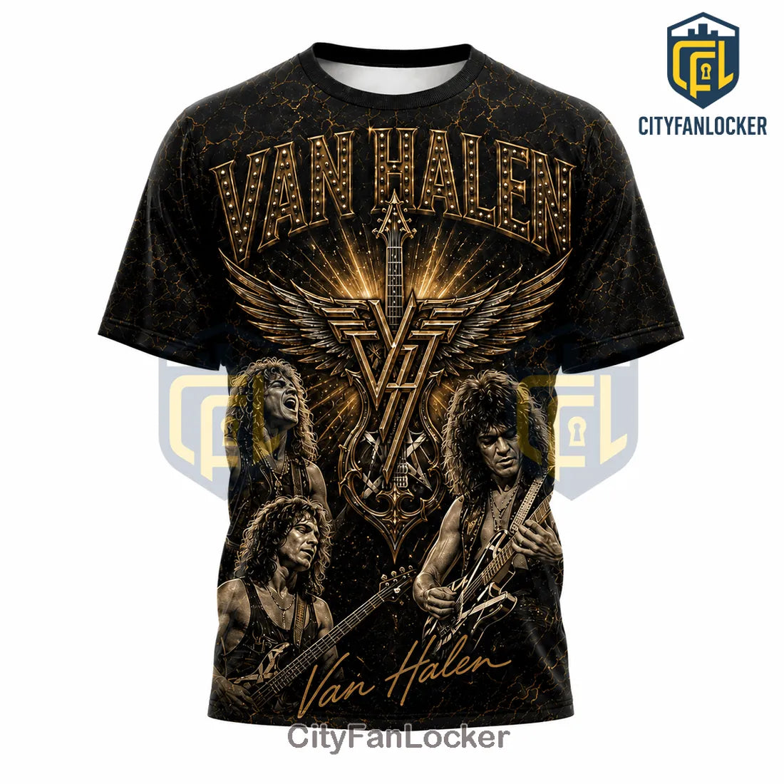 Van Halen 1972-2020 Eddie Van Halen Gold T-Shirt